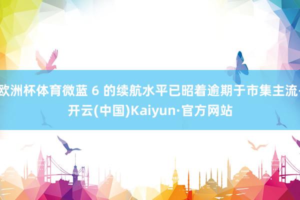 欧洲杯体育微蓝 6 的续航水平已昭着逾期于市集主流-开云(中国)Kaiyun·官方网站