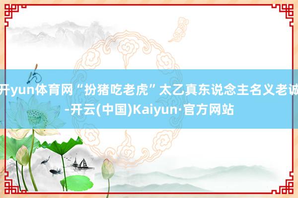 开yun体育网“扮猪吃老虎”太乙真东说念主名义老诚-开云(中国)Kaiyun·官方网站