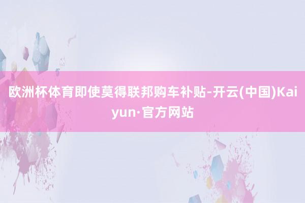 欧洲杯体育即使莫得联邦购车补贴-开云(中国)Kaiyun·官方网站