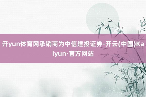 开yun体育网承销商为中信建投证券-开云(中国)Kaiyun·官方网站