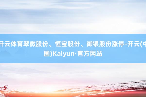 开云体育翠微股份、恒宝股份、御银股份涨停-开云(中国)Kaiyun·官方网站