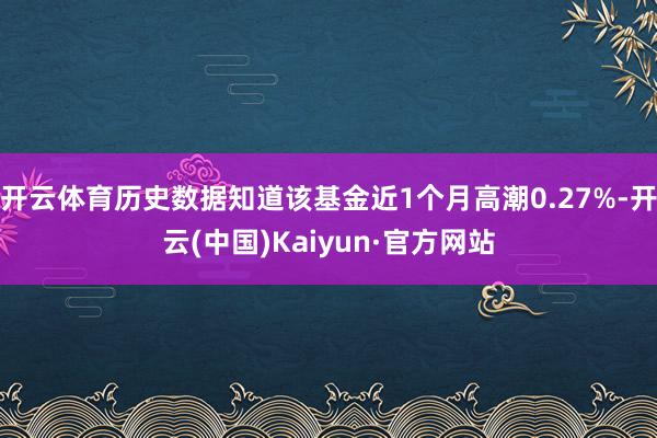 开云体育历史数据知道该基金近1个月高潮0.27%-开云(中国)Kaiyun·官方网站