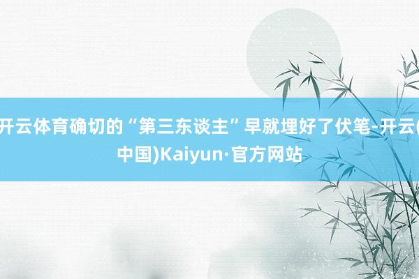开云体育确切的“第三东谈主”早就埋好了伏笔-开云(中国)Kaiyun·官方网站
