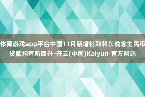 体育游戏app平台中国11月新增社融和东说念主民币贷款均有所回升-开云(中国)Kaiyun·官方网站