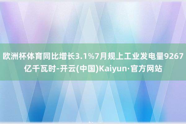 欧洲杯体育同比增长3.1%7月规上工业发电量9267亿千瓦时-开云(中国)Kaiyun·官方网站