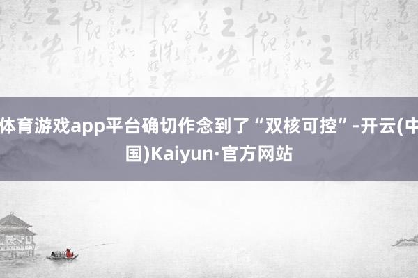 体育游戏app平台确切作念到了“双核可控”-开云(中国)Kaiyun·官方网站