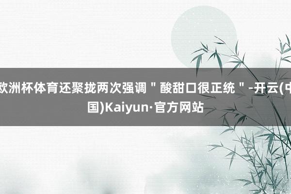 欧洲杯体育还聚拢两次强调＂酸甜口很正统＂-开云(中国)Kaiyun·官方网站