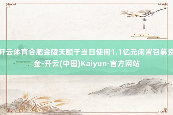 开云体育合肥金陵天颐于当日使用1.1亿元闲置召募资金-开云(中国)Kaiyun·官方网站