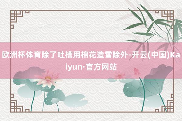 欧洲杯体育除了吐槽用棉花造雪除外-开云(中国)Kaiyun·官方网站