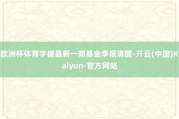 欧洲杯体育字据最新一期基金季报清醒-开云(中国)Kaiyun·官方网站